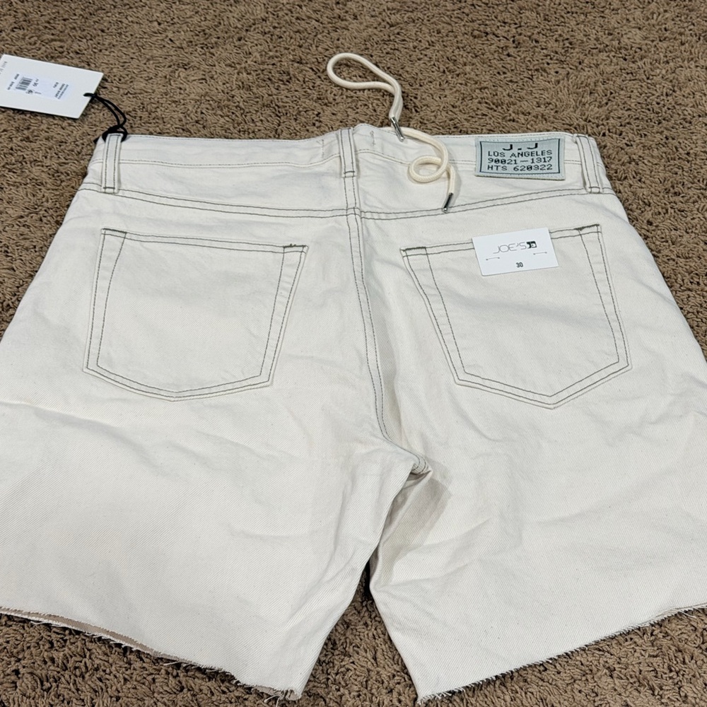 Joes Men’s Raw Hem Drawstring Waist Denim Shorts, Ecru, Size 30, NWT MSRP $198 - Picture 8 of 9